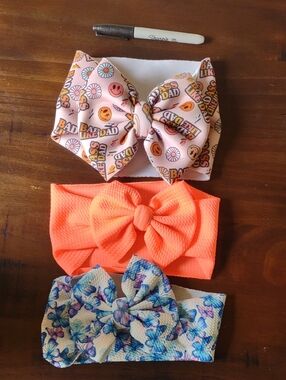 Kids Bow Headband Set - Pink, Coral & Blue Butterfly